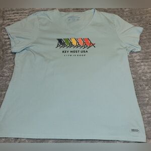 Life is Good Women's Light Blue‎ Key West Graphic Tee Sz XXL